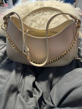 Women's Anna Paola Cream Leather Shoulder Bag with 3 straps